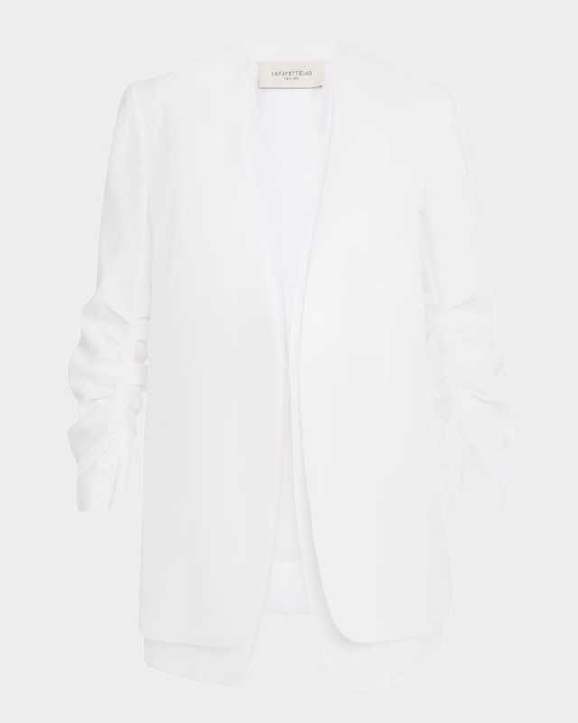 Layered Pleated-Sleeve Blazer